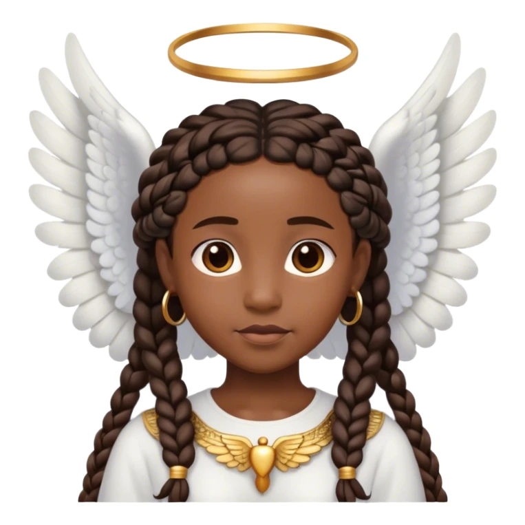 black with African braids and angel wings sticker