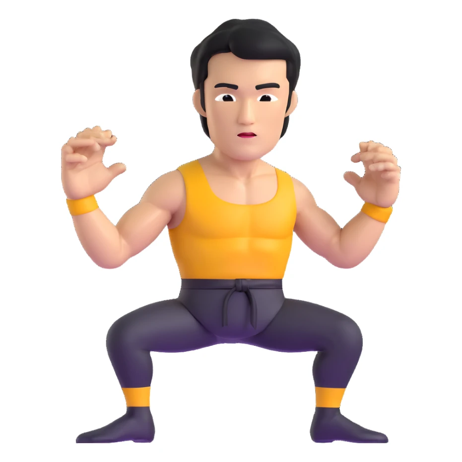 Bruce Lee kung fu master with athletic build, upper body sticker