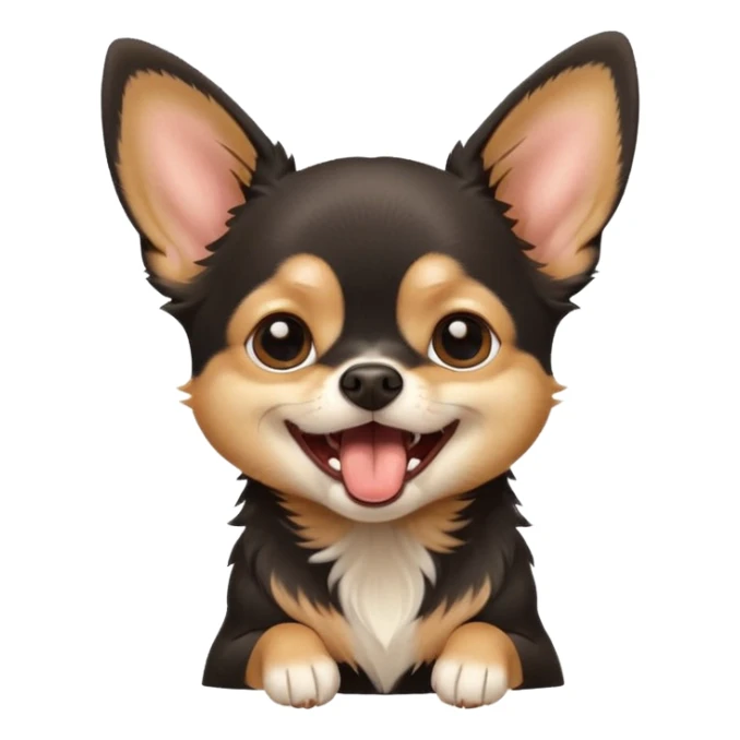 A high-resolution digital illustration of a cute black and tan chihuahua yawning. portrait in a clean, semi-realistic style sticker