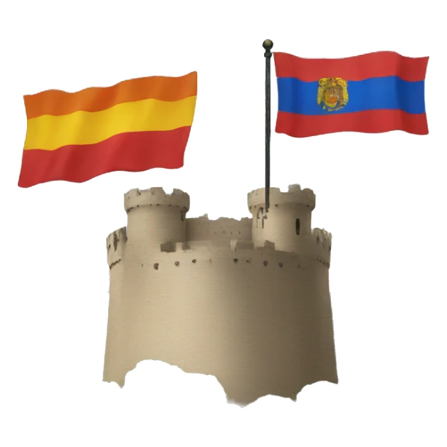 Bandera con un castillo y un leon sticker