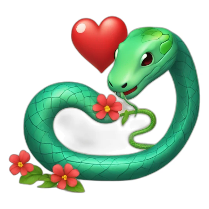 Romantic red heart with a snake and a flower rapped around it sticker