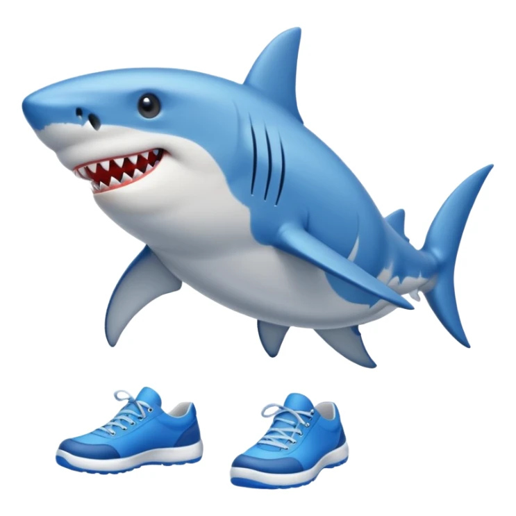 Shark with legs wearing blue shoes sticker