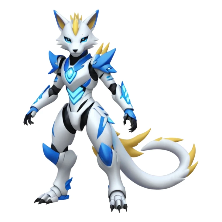 Modern White Albino Cyber Renamon-Zeraora full body sticker