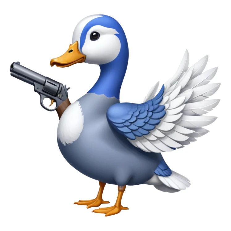 Blue Goose goose duck with pistol sticker