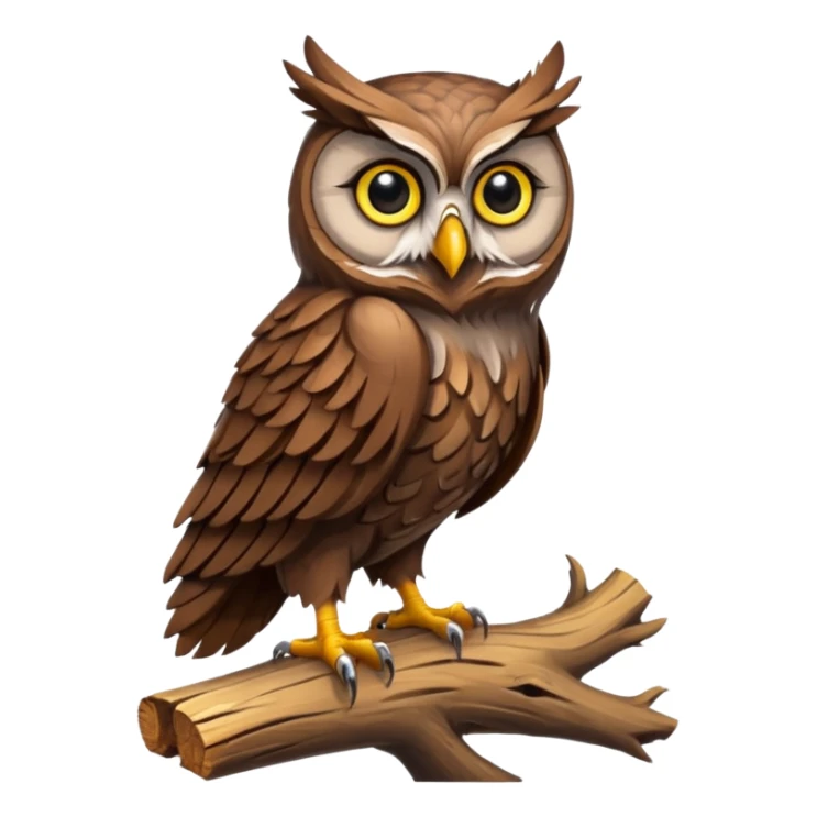 A majestic owl with wide eyes sitting silently on a stump. sticker