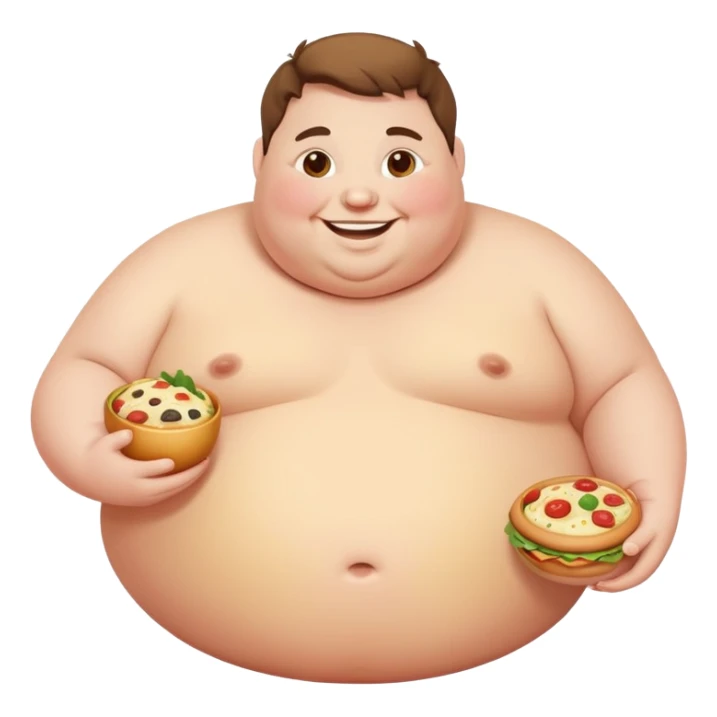 Fat person with food sticker
