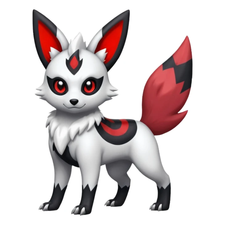 White, black and red Absol-Umbreon-Zangoose-fusion (full body) sticker