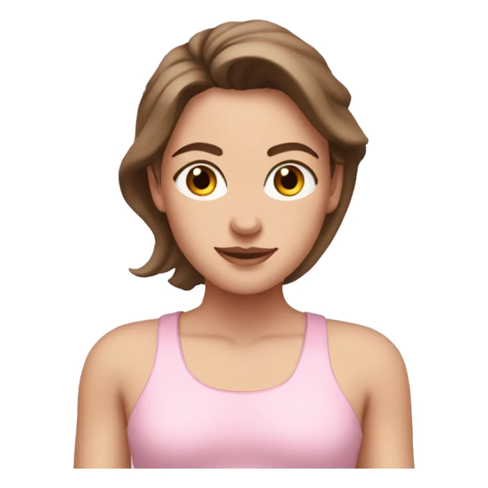 white girl  with brown hair in light pink clothes exercising sticker