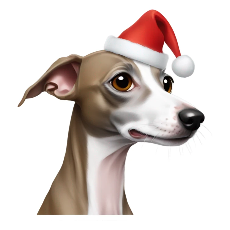 Italian greyhound in Santa hat sticker