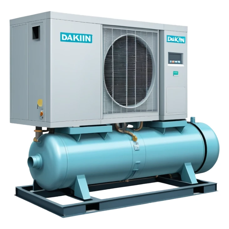 Daikin industrial chiller unit, HVAC equipment sticker