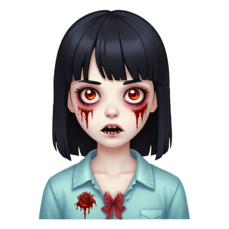 Zombei girl black hair e franj sticker