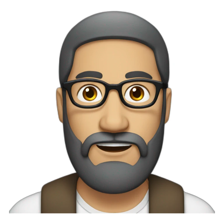 Middle age Arab man with a long blach beard, round glasses and short hair. sticker