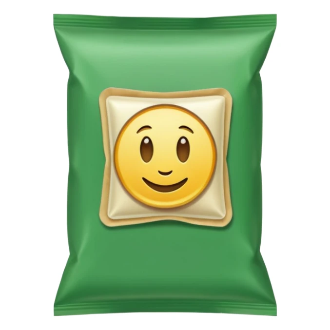 green pacaged chip with a chip image on it without writing sticker