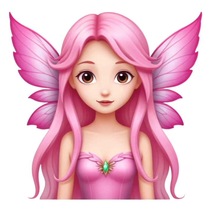 big wings, pink, beautiful, fairy, , long hair emoji sticker