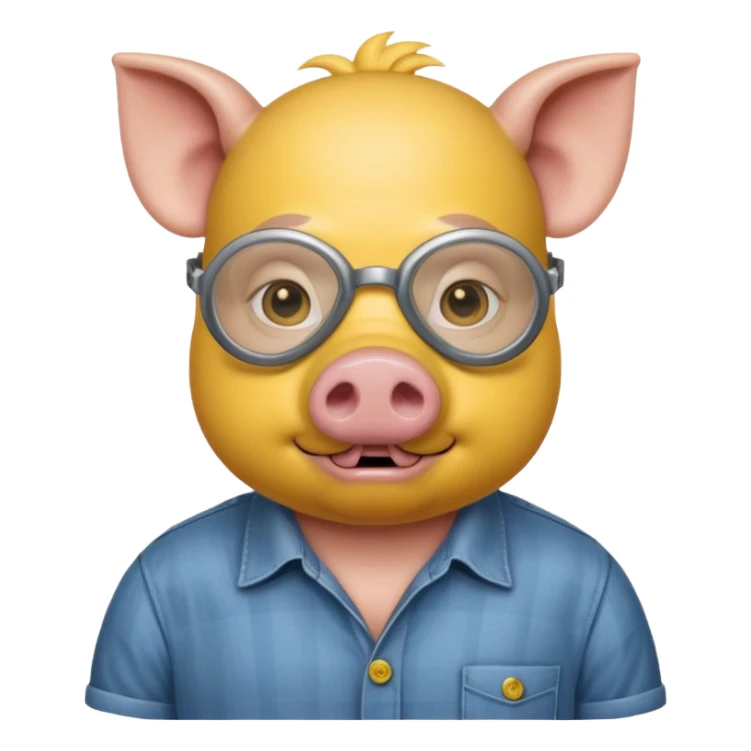 a pig with yellow mask and wearing shirt sticker
