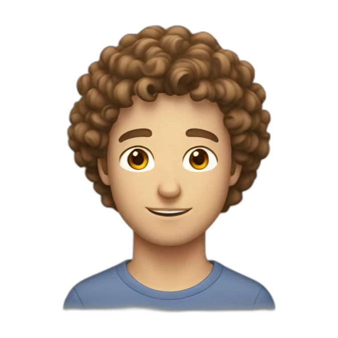 white guy with brown curly hair on top and normal hair on sides sticker