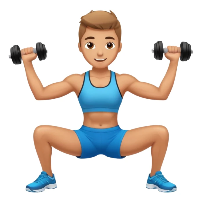 Energetic fitness instructor stretching with dumbbells sticker