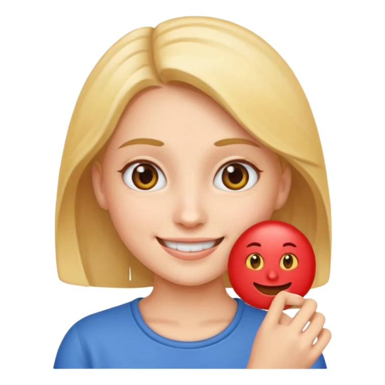 A girl teaching how to make an emoji sticker