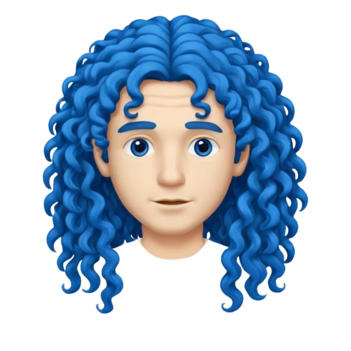 man with very blue curly long blue hair sticker