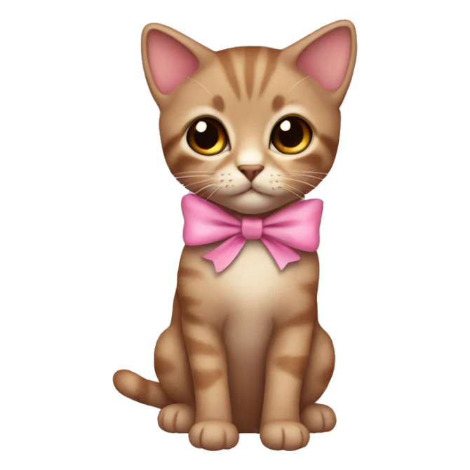 Small brown kitten with brown eyes, pink dress and bow  sticker