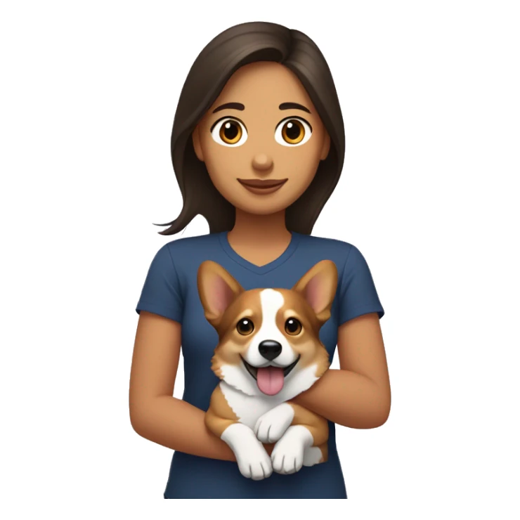 Une fille brune avec un corgi tricolore sticker