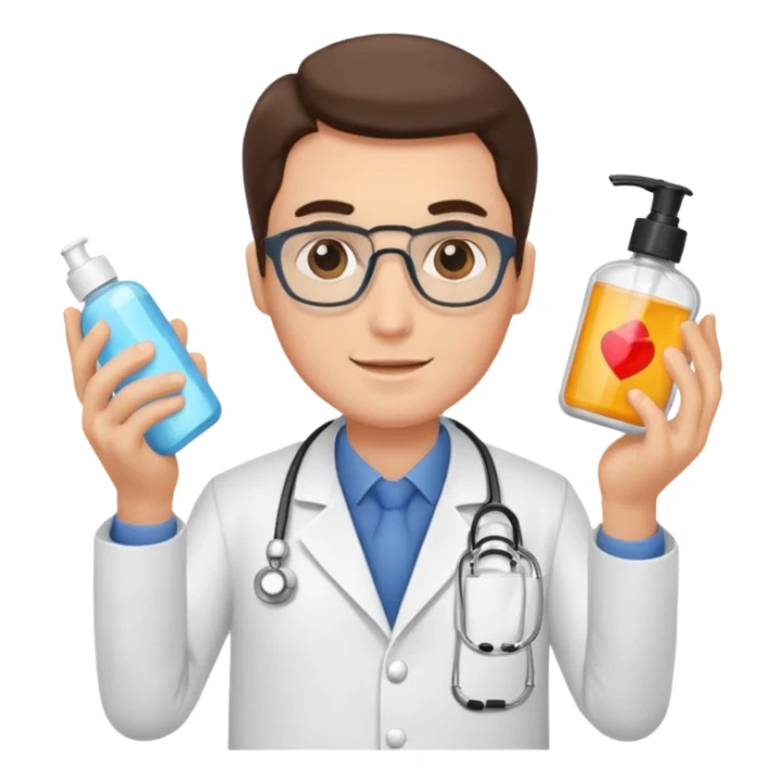 doctor man holding skincare products sticker