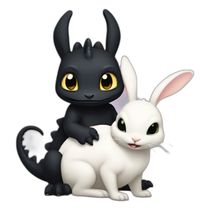 Toothless the dragon holding a white bunny sticker
