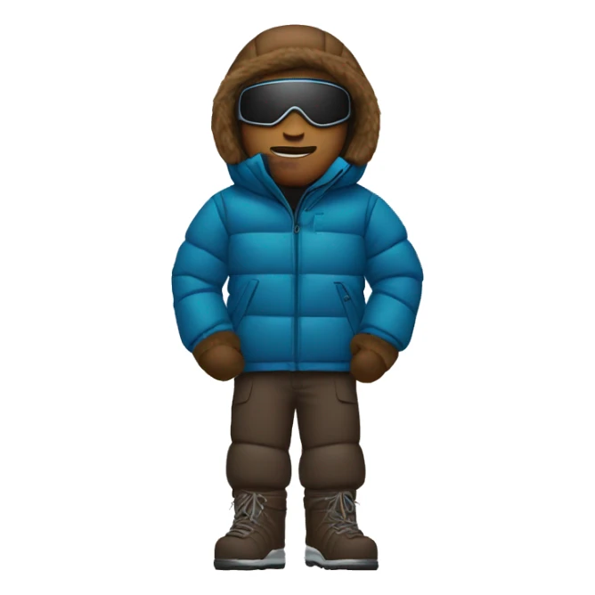 Brown male with an pufferjacket and an ski mask reaching his chin sticker