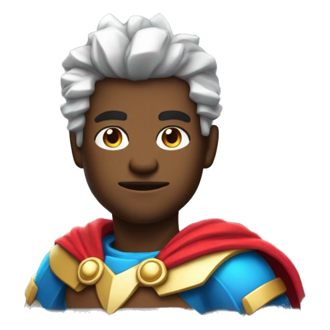 “Generate a small, pixelated hero with a cape and a confident pose, wearing bright colors, as a mascot for indie games.” sticker