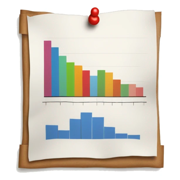 a paper with a bar chart and an upward trend sticker