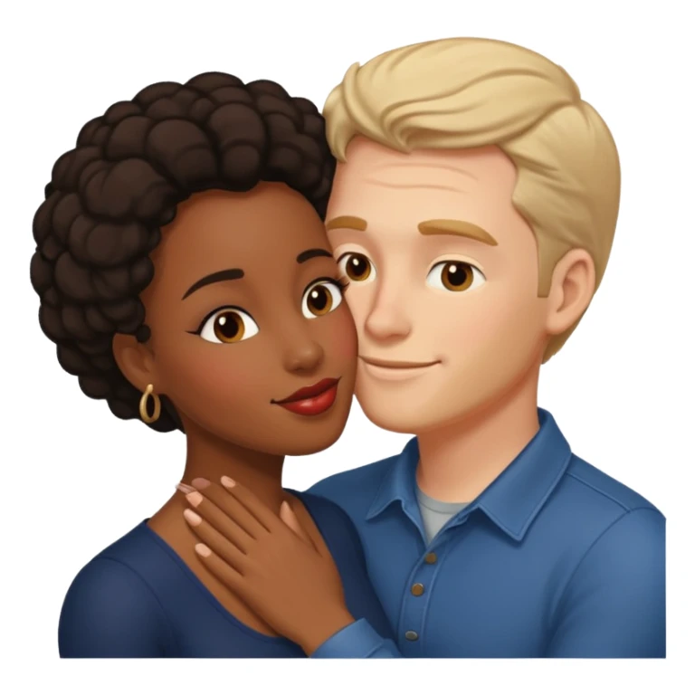 White man black woman kissing sticker