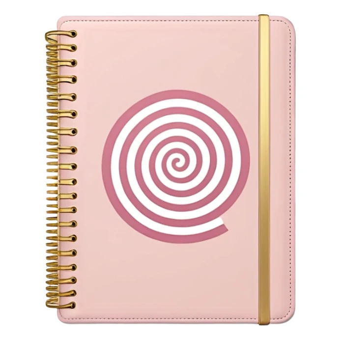 Blush planner with gold spiral with “Steph Pase Planners” logo on the front  sticker