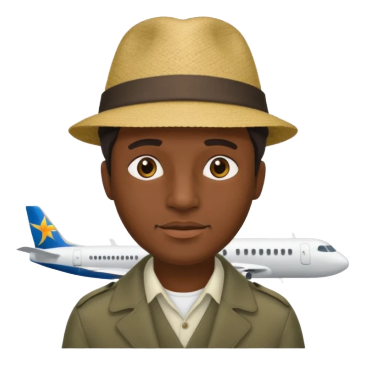 Visage homme créole réunionnais avec chapeau arrive avion sticker
