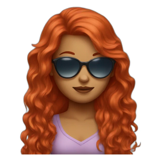 Red hair girl with sunglasses sticker