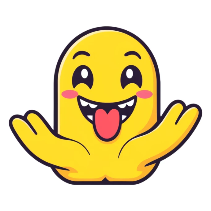 Emoji with tongue sticking out with hands sticker