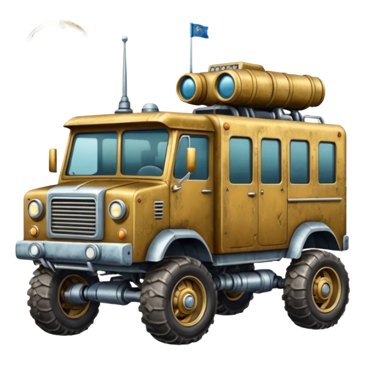  antique tall truck robotic twelve passenger Moon rover  sticker