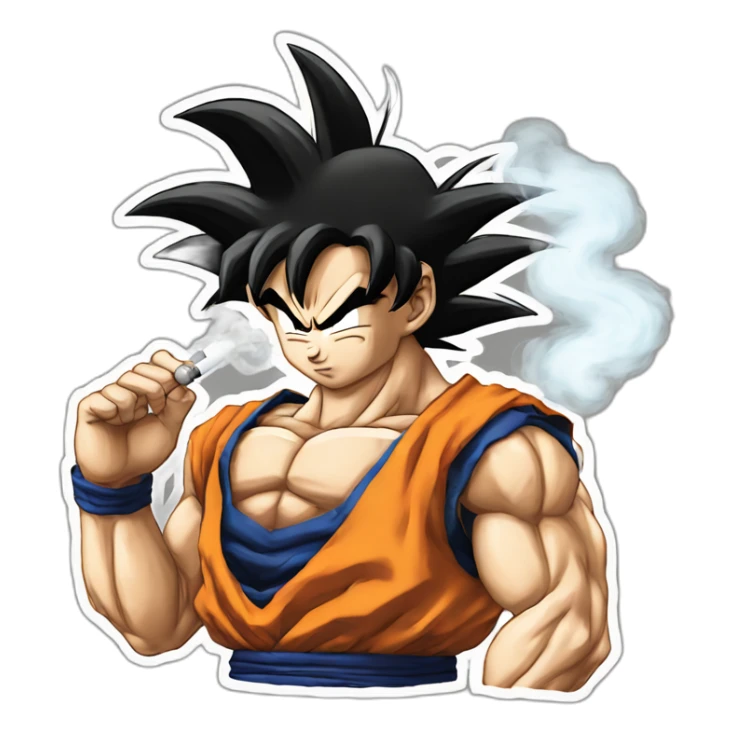 San Goku qui fume une cigare sticker