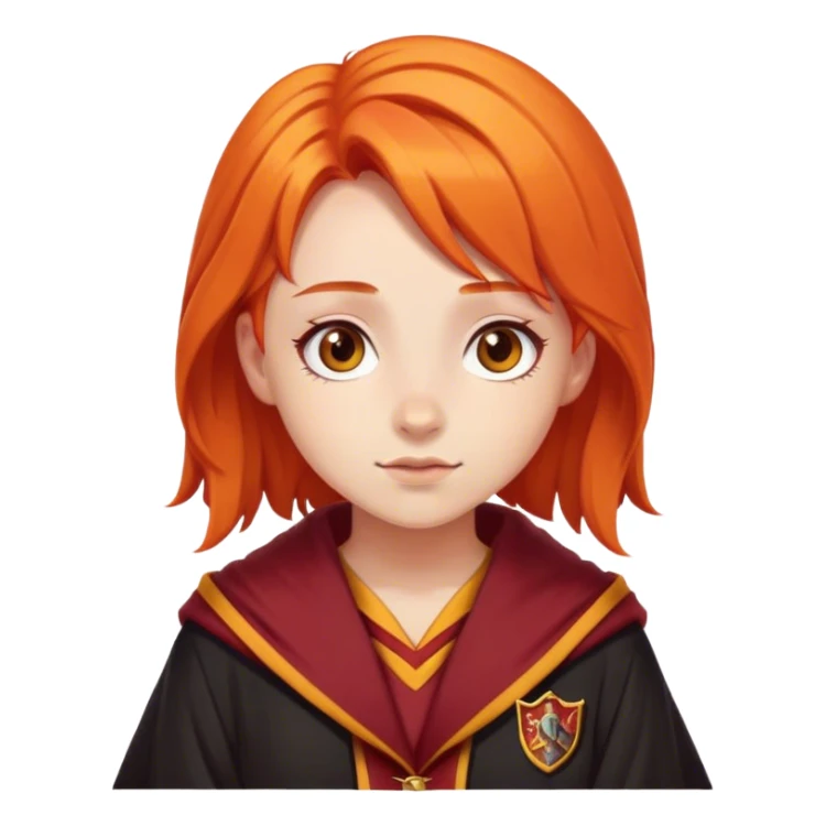 Girl with orange hair and a gryffindor rope sticker