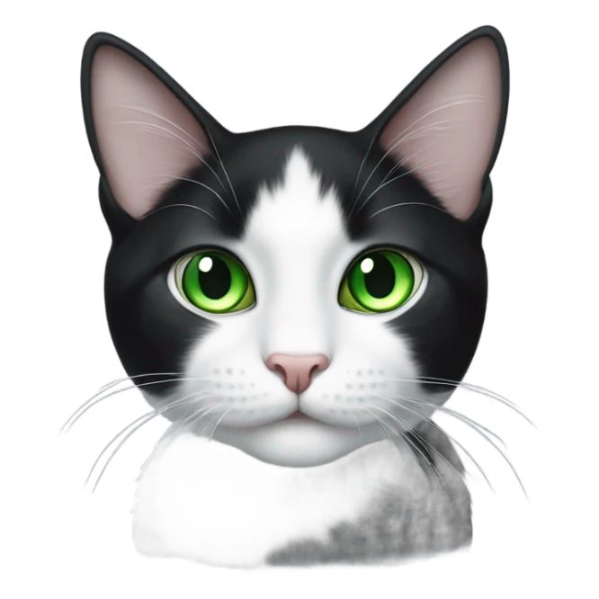 Black and white cat with green eyes sticker