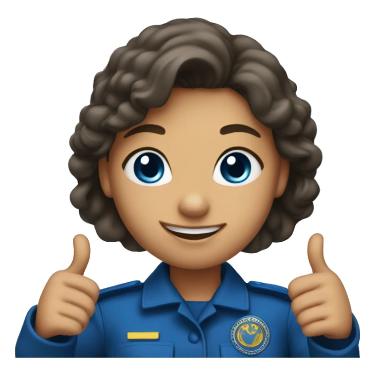 Girl with a blu uniform gives thumbs up  sticker