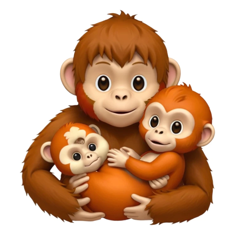 baby monkey holding an orangutan doll sticker