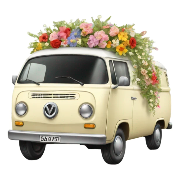 Van car vintage with Flowers sticker