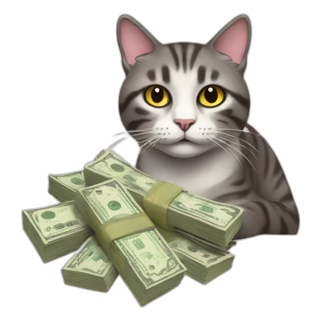 Real cat with money 80's style sticker