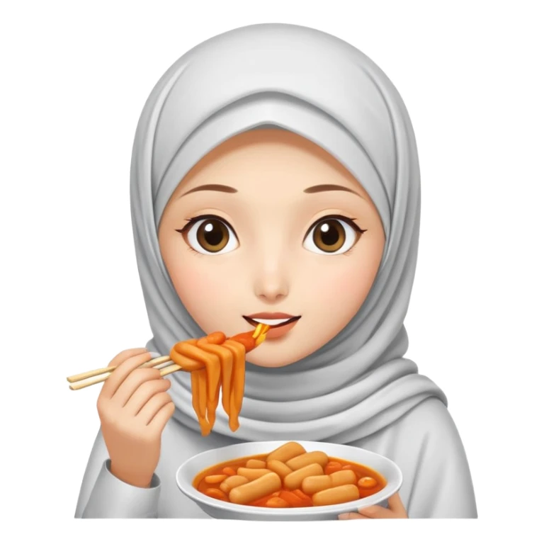 Girl wearing hijab and tteokbokki sticker
