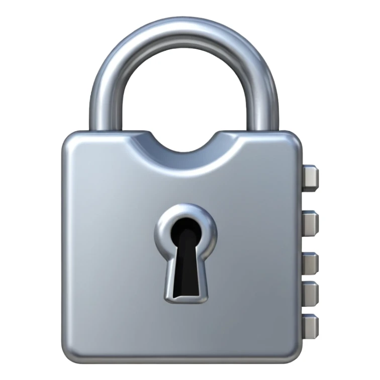 Digital glitch art style emoji, corrupted padlock sticker