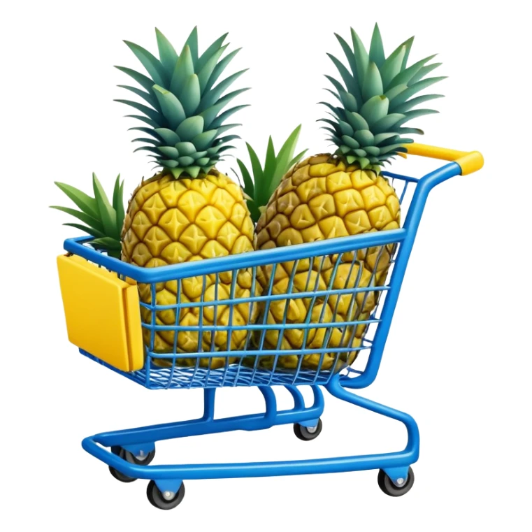 pineapples in a blue Shopping cart  sticker