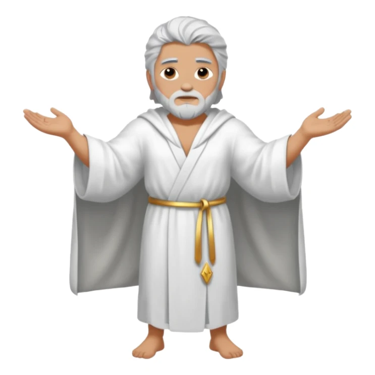 fullbody silverhair god ZEUS, white robe over shoulder, armsdown sticker