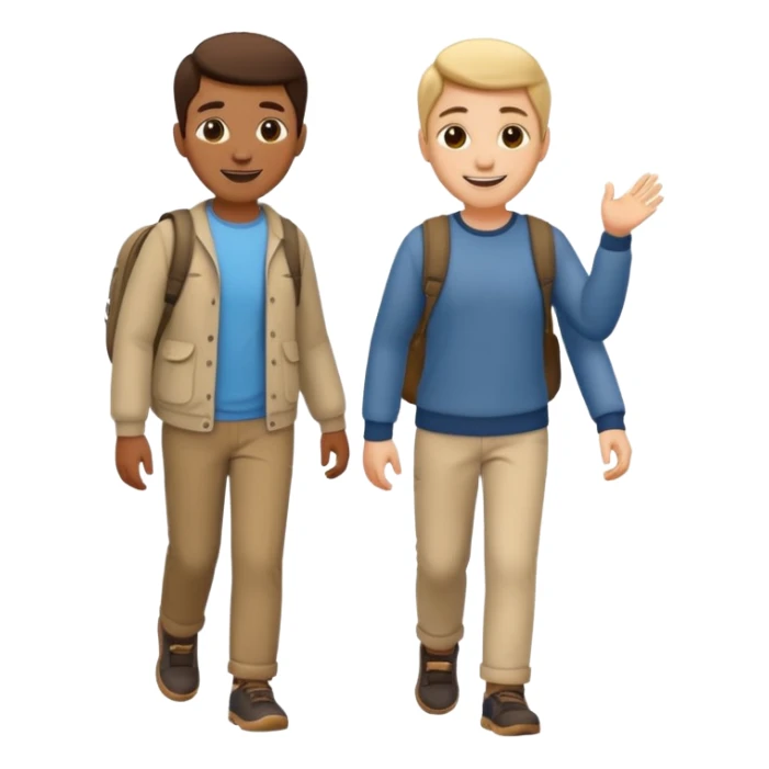 iOS emoji style. 2 friends walking and talking sticker