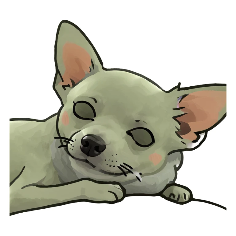 Hairy white chihuahua deeply asleep sticker