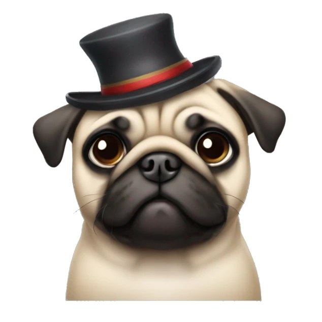 A little pug with a little hat sticker